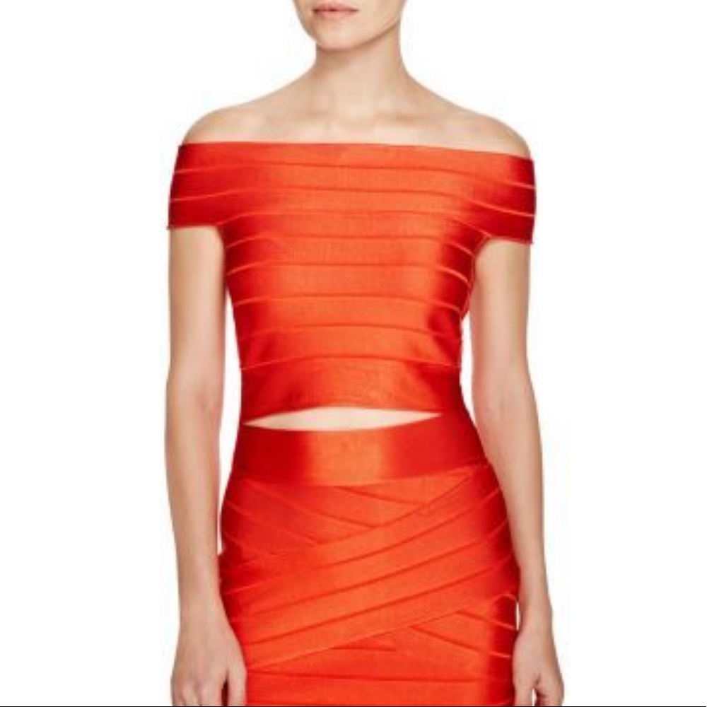 French Connection Poppy Red Bandage Crop Top